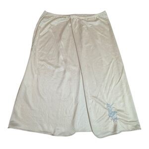 Vintage Mistra Nylon Half Slip Skirt – Ivory – Embroidered Hem – Large